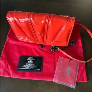 Ferrari Red Scuderia Ferrari Leather Pathent Lacca Bag Purse NWT
